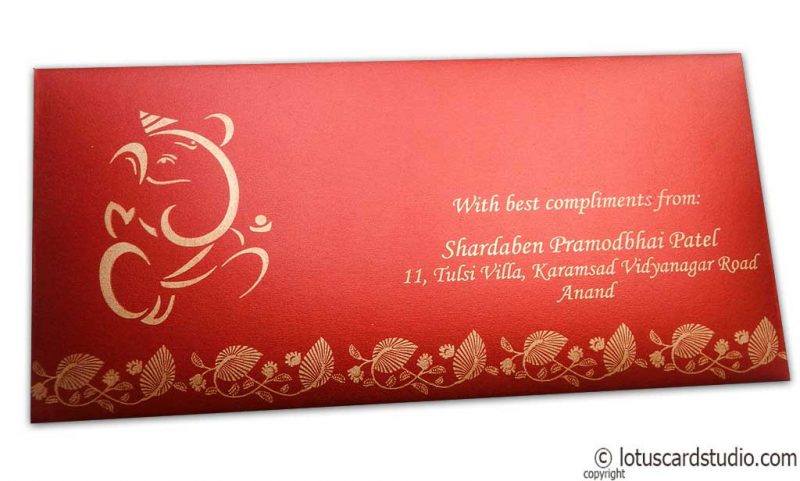 Floral Indian Shagun Envelope in Red
