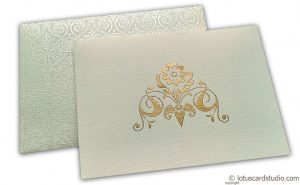 Thank you Card in Ivory Textured with Golden Symbol