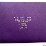 Envelope front of RSVP Card in Imperial Purple and Ivory