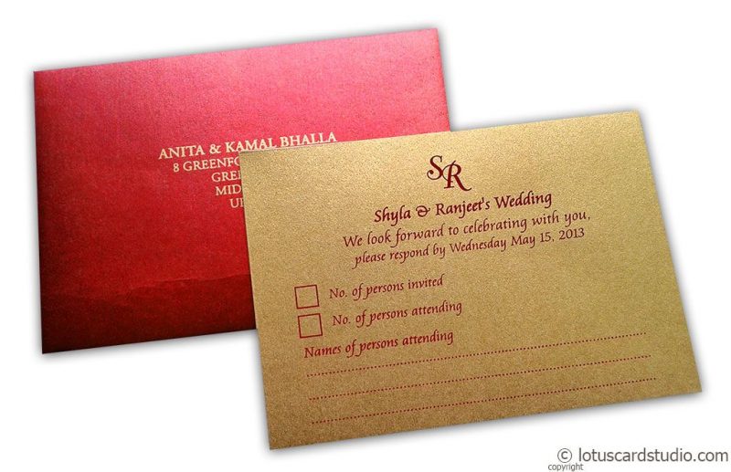 RSVP Card in Red and Golden