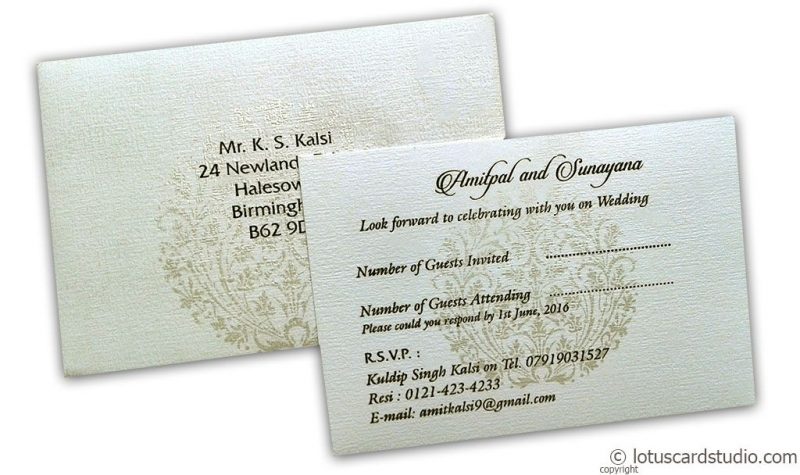 RSVP in Ivory with Golden Crown Design