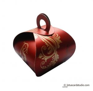 Favor Box in Royal Red with Floral Design