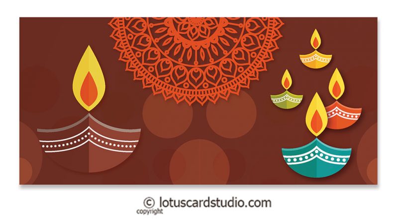 Front of Colorful Diyas Brown Shagun Envelope