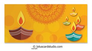 Front of Colorful Diya Golden Shagun Envelope