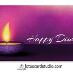 Front of Diwali Money Envelope in Purple with Diya