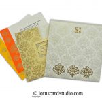 Laser Cut Indian Wedding Invitation in Ivory and Golden Theme