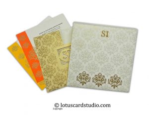 Laser Cut Indian Wedding Invitation in Ivory and Golden Theme