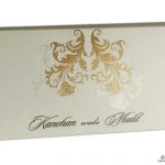 Envelope front of Ivory Magnetic Dazzling Wedding Invitation with Golden Flower Design