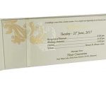 Main card inside of Ivory Magnetic Dazzling Wedding Invitation with Golden Flower Design