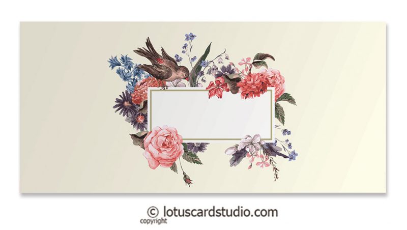 Front of Money Gift Envelopes with Bird and Vintage Flowers