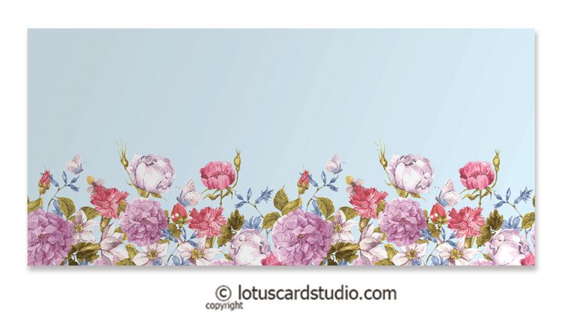 Front of Multicolor Vintage Flowers on Sky Blue Theme Gift Envelope