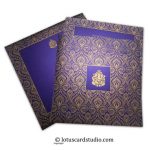 Purple and Golden Designer Curly Floral Wedding Invitation