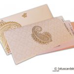 Gorgeous Wedding Card in Peach and Golden Theme
