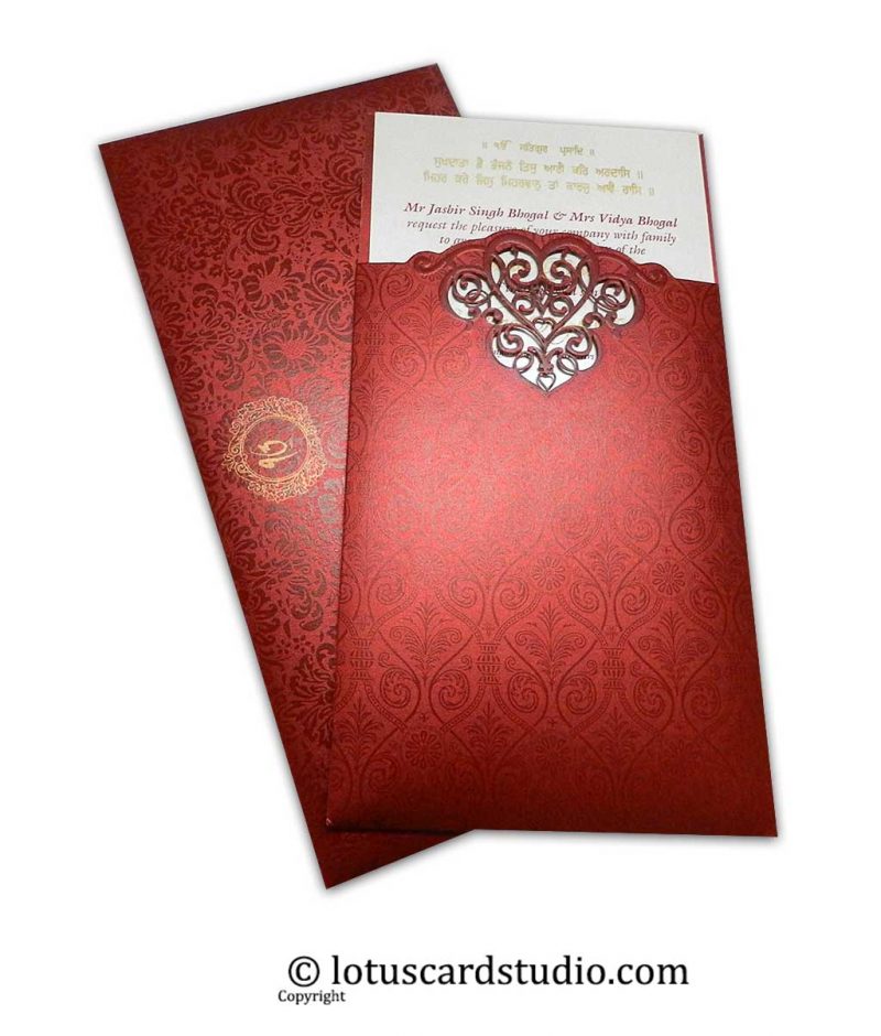 Laser Cut Red Wedding Invitation with Pull-out Inserts