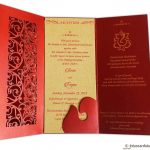 Card inside of Laser Cut Wedding Card in Royal Red