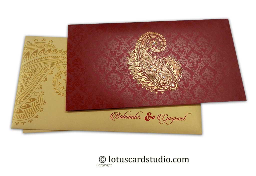 Gorgeous Wedding Card in Royal Red and Golden Theme