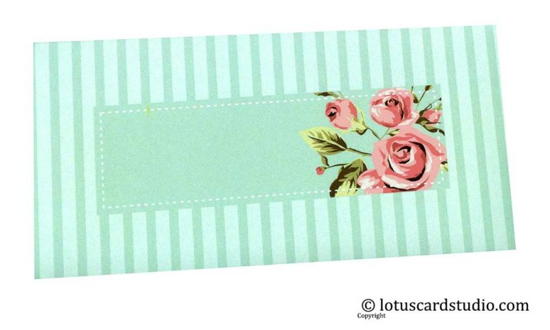 Front of Envelope in Sky Blue with Vintage Florals