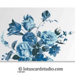 Front of Vibrant Blue Floral Money Gift Envelope