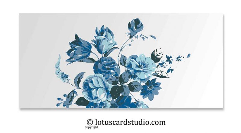 Front of Vibrant Blue Floral Money Gift Envelope