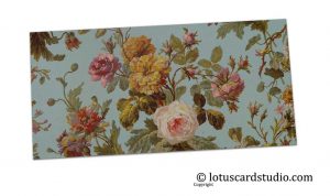 Front of Blue Vintage Floral Shagun Envelope