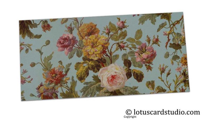 Front of Blue Vintage Floral Shagun Envelope