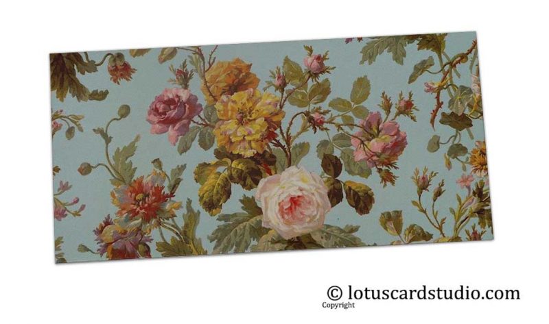 Front of Blue Vintage Floral Shagun Envelope