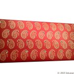 Front view of Paisley Theme Shagun Envelope in Royal Red