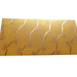 Front view of Rich Golden Shagun Envelope with Dazzling Floral Vines