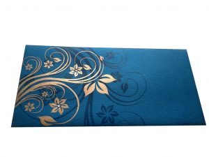 Front view of Elegant Floral Theme Money Gift Envelopes in Imperial Blue
