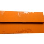 Back view of Indian Money Envelope in Amber Orange with Designer Floral Theme