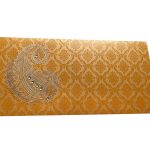Front view of Paisley and Damask Designer Money Envelope in Rich Gold