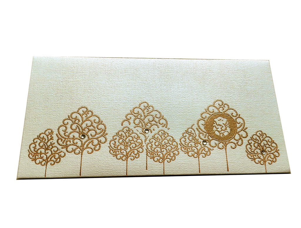 Front view of Designer Shagun Envelope in Ivory