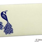 Front view of Money Envelope in Ivory with Blue Peacocks