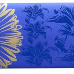 Front view of Beautiful Imperial Blue Color Envelope with Golden Blossom Flower