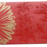 Front view of Beautiful Royal Red Color Envelope with Golden Blossom Flower