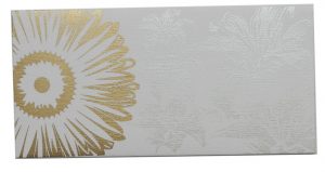 Front view of Beautiful Ivory Color Envelope with Golden Blossom Flower