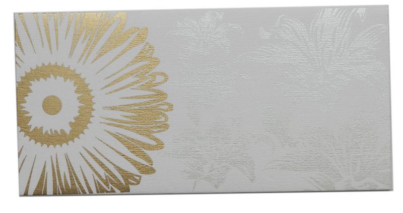 Front view of Beautiful Ivory Color Envelope with Golden Blossom Flower