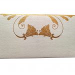 Front view of Personalised Money Envelope in Ivory Color Having Golden Tulip Flowers