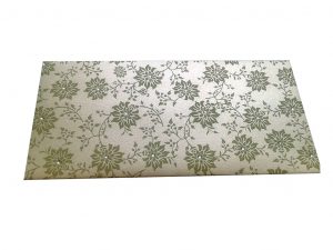 Front view of Money Gift Envelope in Pearl Ivory with Soothing Green Floral Design