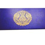 Front view of Imperial Blue Money Envelope with Golden Crown Flower