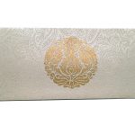 Front view of Pearl Ivory Money Envelope with Golden Crown Flower