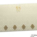 Front view of Damask Pattern Shagun Envelope in Ivory