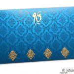 Back view of Damask Pattern Shagun Envelope in Imperial Blue