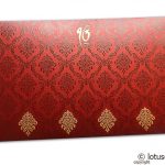 Front view of Damask Pattern Shagun Envelope in Royal Red