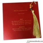 Invite back of Exquisite Sikh Wedding Card with Beads Dori