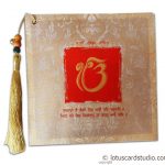 Invite front of Exquisite Sikh Wedding Card with Beads Dori