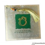 Card front of Glamorous Green Marriage Card with Beads Dori