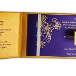 Inside view of Golden Magnet Dazzling Wedding Invitation Card with Red Florals