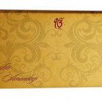 Envelope front of Golden Magnet Dazzling Wedding Invitation Card with Red Florals