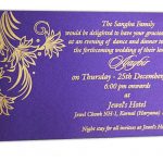 Purple insert of Golden Magnet Dazzling Wedding Invitation Card with Red Florals